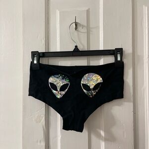 Black Holographic Alien Shorts